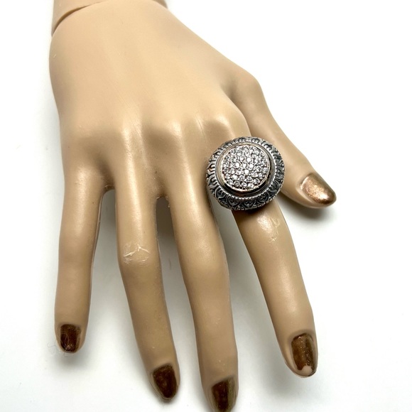 NATURAL DIAMOND & 925 STERLING SILVER UNISEX STATMENT RING JEWELRY